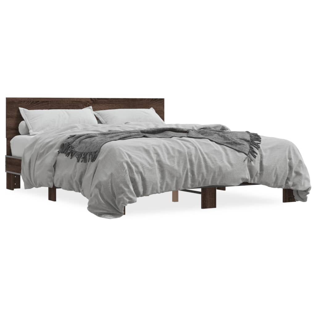 Bed Frame without Mattress Brown Oak 160x200 cm