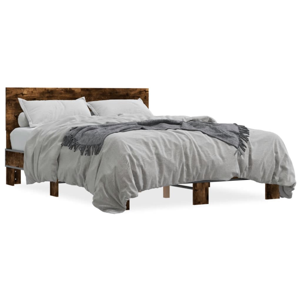 Bed Frame without Mattress Smoked Oak 140x200 cm