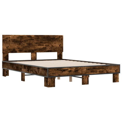 Bed Frame without Mattress Smoked Oak 140x200 cm