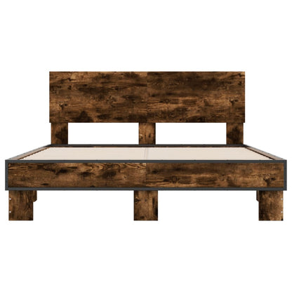 Bed Frame without Mattress Smoked Oak 140x200 cm