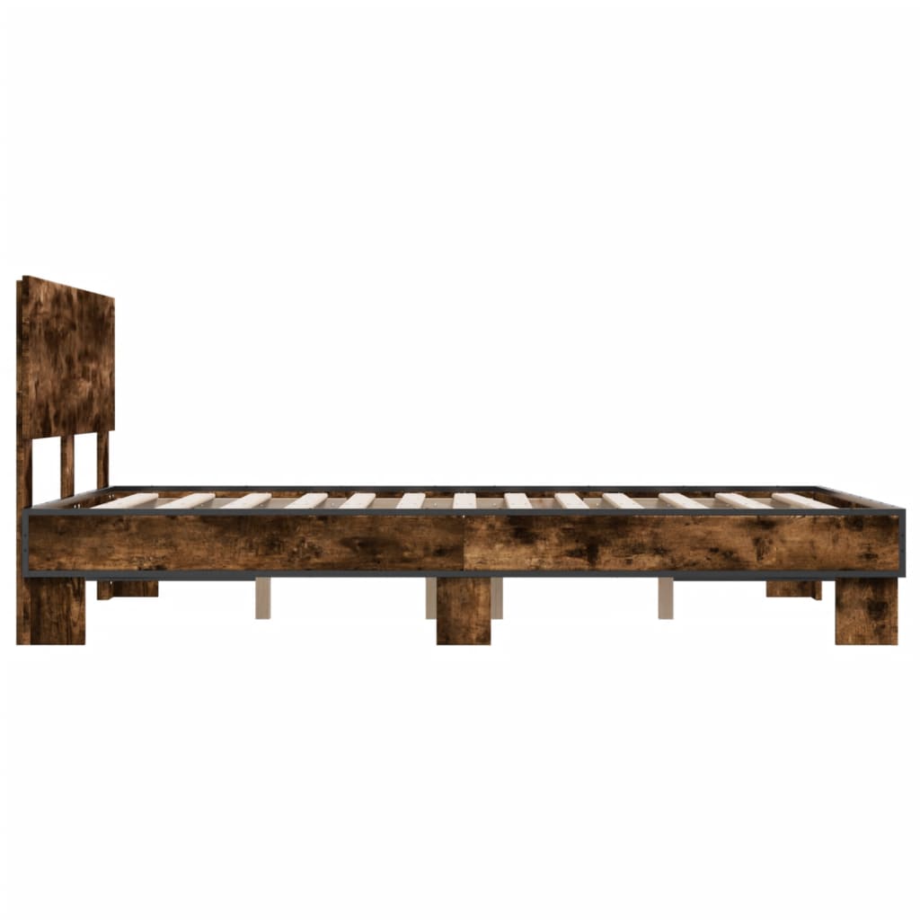 Bed Frame without Mattress Smoked Oak 140x200 cm