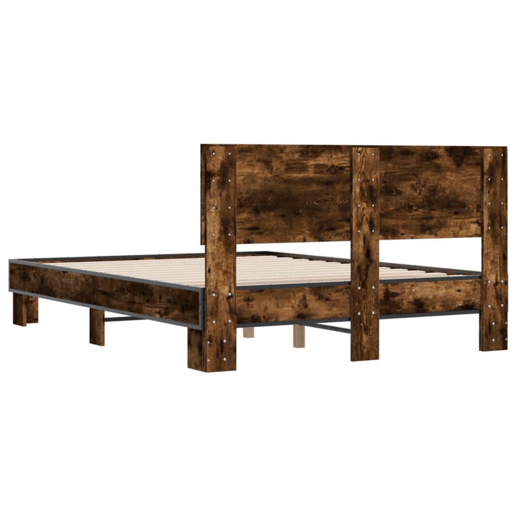 Bed Frame without Mattress Smoked Oak 140x200 cm