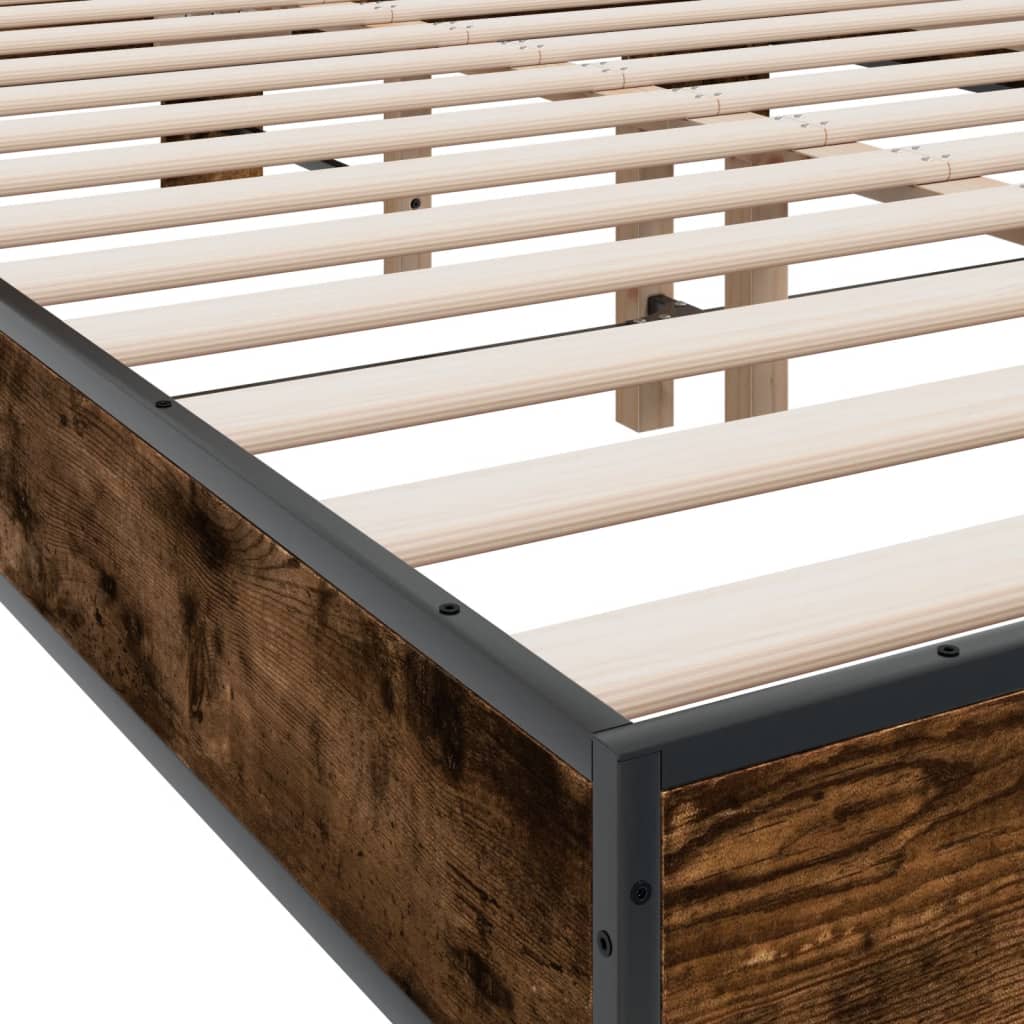 Bed Frame without Mattress Smoked Oak 140x200 cm