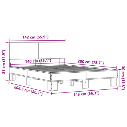 Bed Frame without Mattress Smoked Oak 140x200 cm