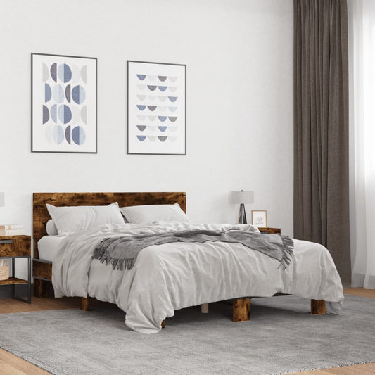 Bed Frame without Mattress Smoked Oak 140x200 cm