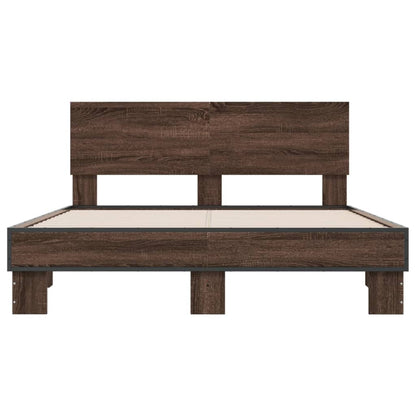 Bed Frame without Mattress Brown Oak 140x200 cm