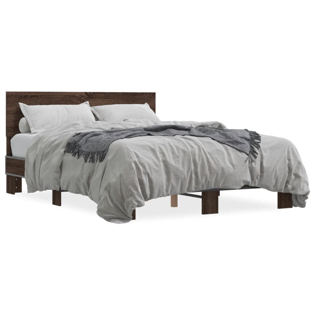 Bed Frame without Mattress Brown Oak 140x200 cm