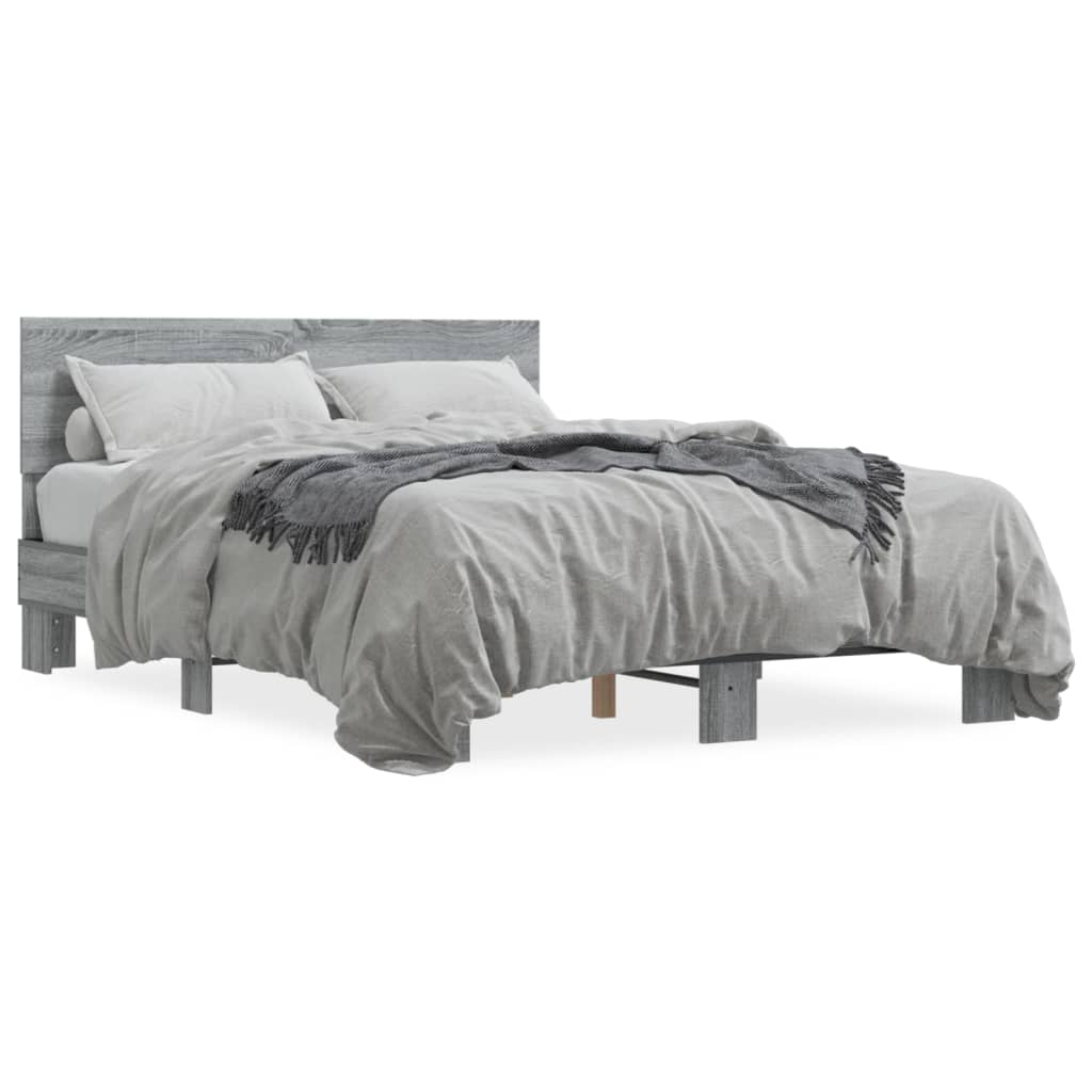 Bed Frame without Mattress Grey Sonoma 120x190 cm Small Double