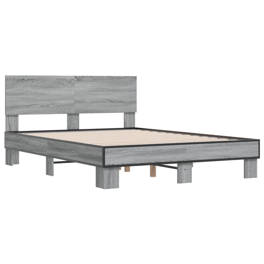 Bed Frame without Mattress Grey Sonoma 120x190 cm Small Double