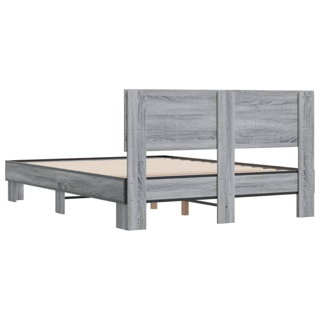 Bed Frame without Mattress Grey Sonoma 120x190 cm Small Double