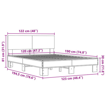 Bed Frame without Mattress Brown Oak 120x190 cm Small Double