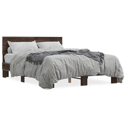 Bed Frame without Mattress Brown Oak 135x190 cm Double