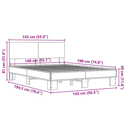 Bed Frame without Mattress Smoked Oak 140x190 cm