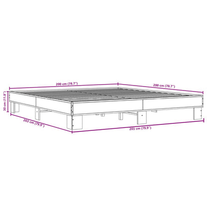 Bed Frame Sonoma Oak 200x200 cm Engineered Wood and Metal