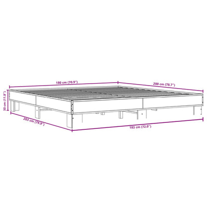 Bed Frame Brown Oak 180x200 cm Super King Engineered Wood and Metal