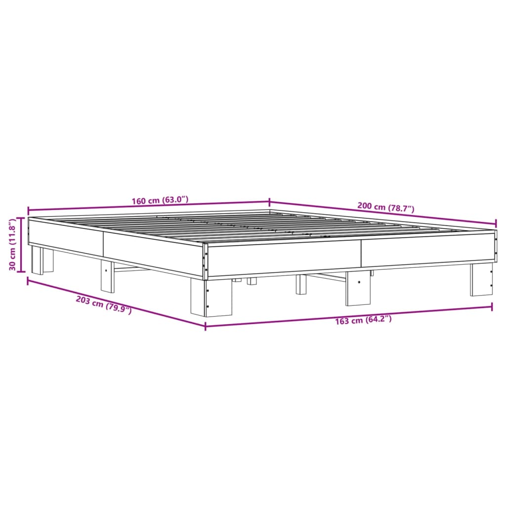 Bed Frame without Mattress Sonoma Oak 160x200 cm