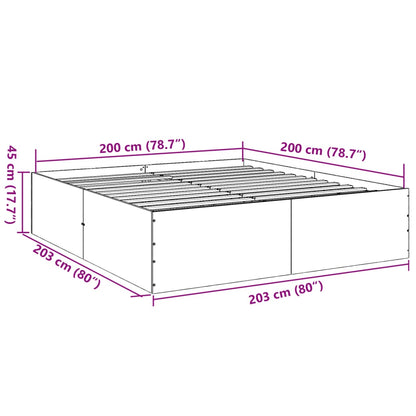 Bed Frame Smoked Oak 200x200 cm Engineered Wood