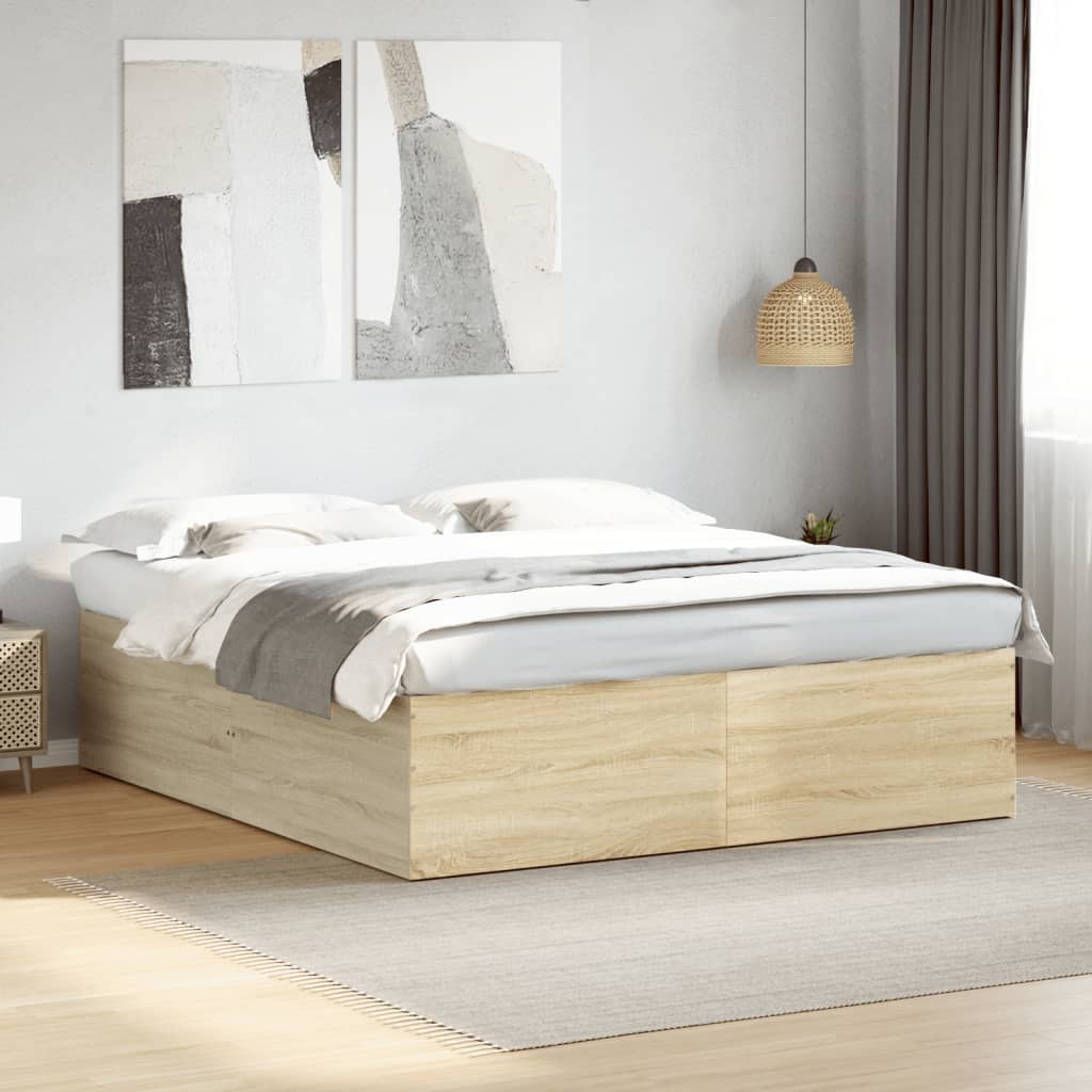 Bed Frame Sonoma Oak 180x200 cm Super King Engineered Wood