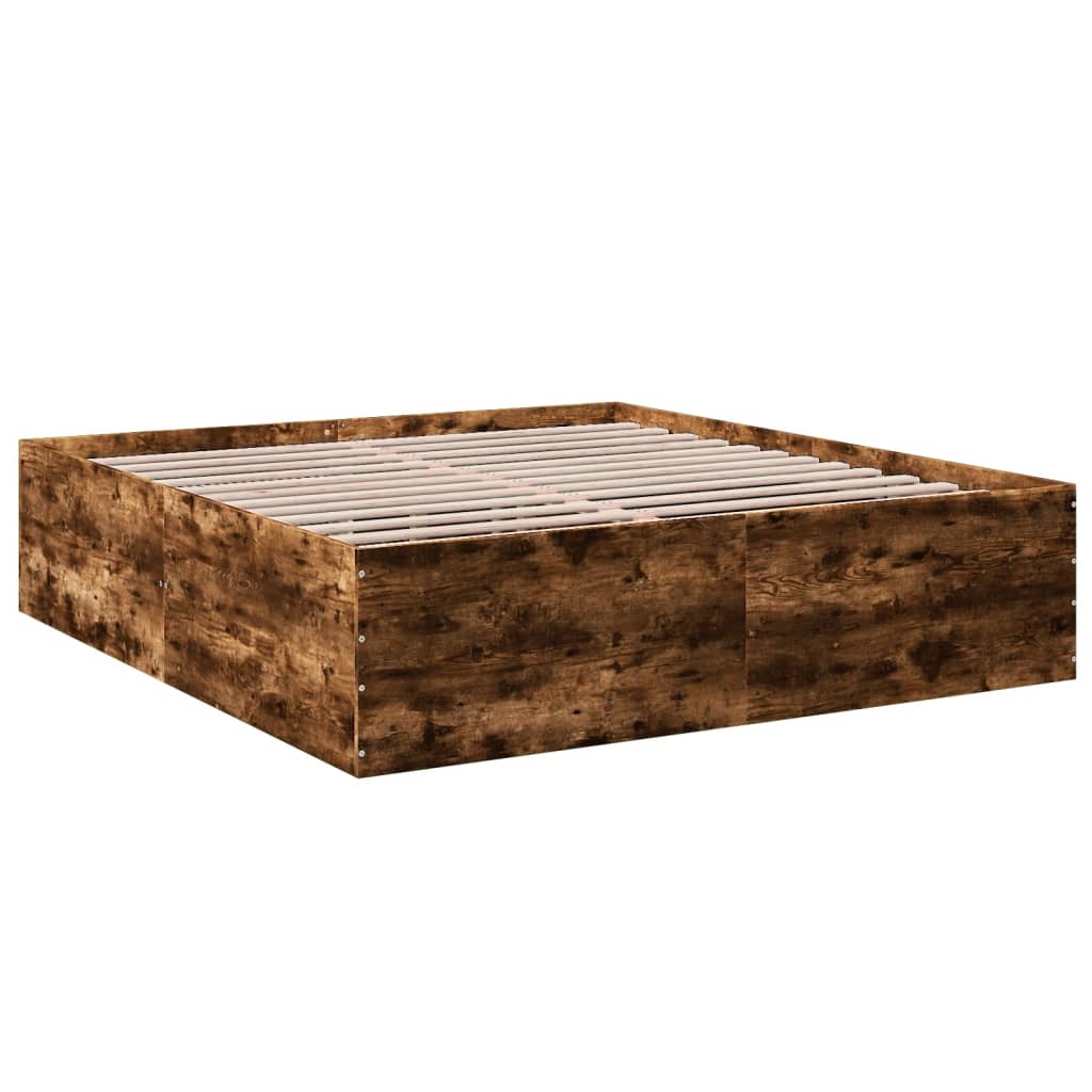 Bed Frame without Mattress Smoked Oak 180x200 cm Super King