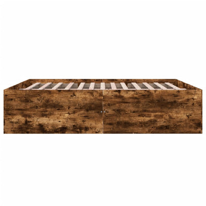 Bed Frame without Mattress Smoked Oak 180x200 cm Super King