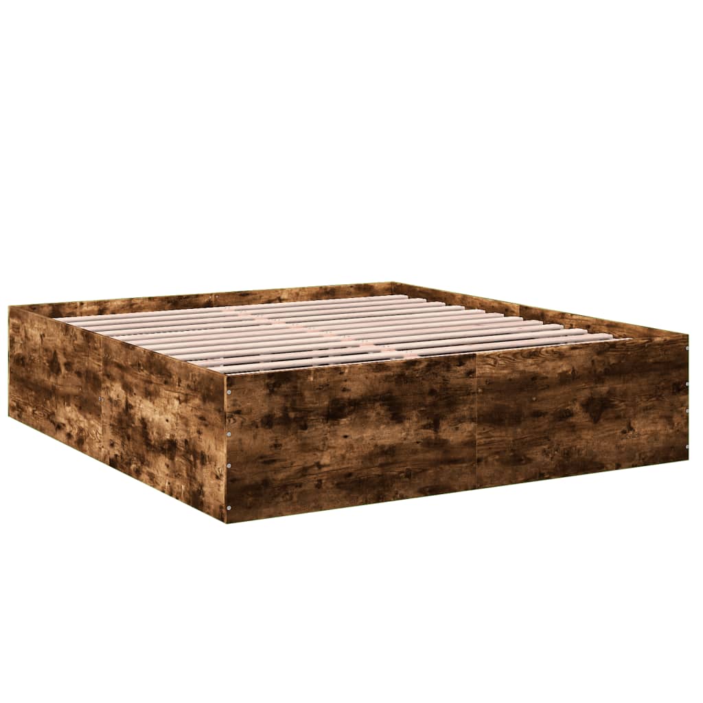 Bed Frame without Mattress Smoked Oak 180x200 cm Super King