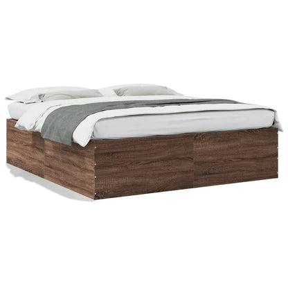 Bed Frame without Mattress Brown Oak 180x200 cm Super King