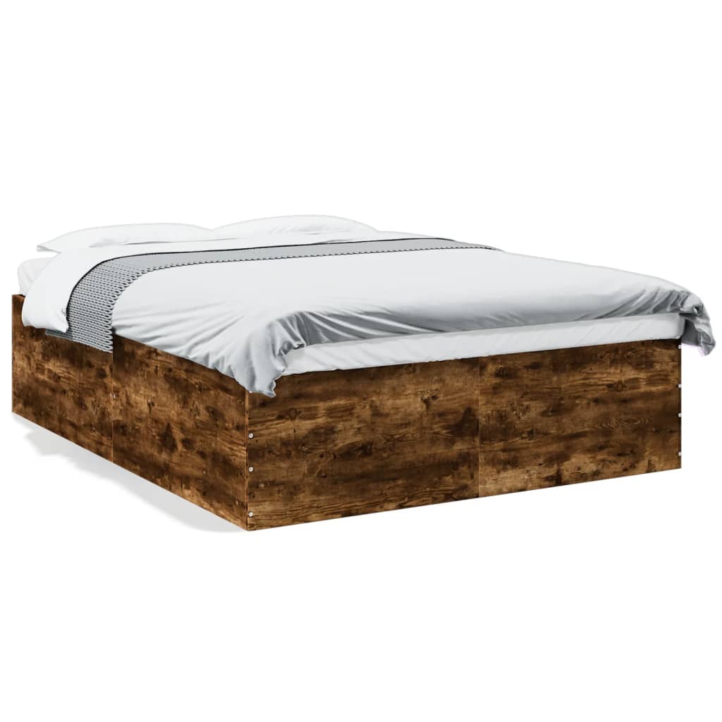 Bed Frame without Mattress Smoked Oak 160x200 cm