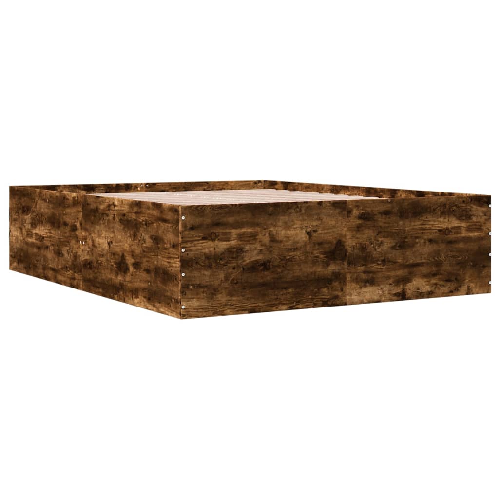 Bed Frame without Mattress Smoked Oak 160x200 cm