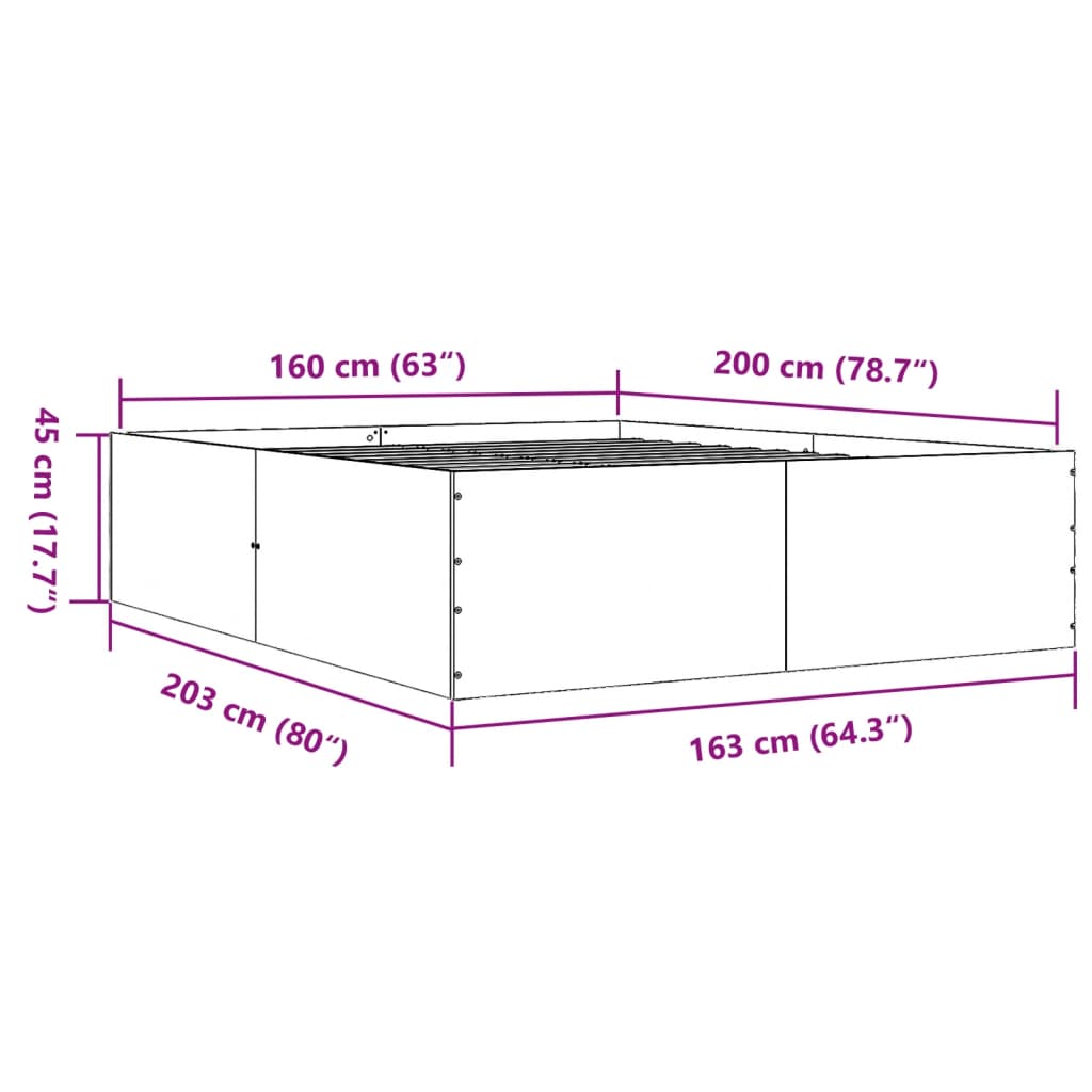 Bed Frame without Mattress Smoked Oak 160x200 cm