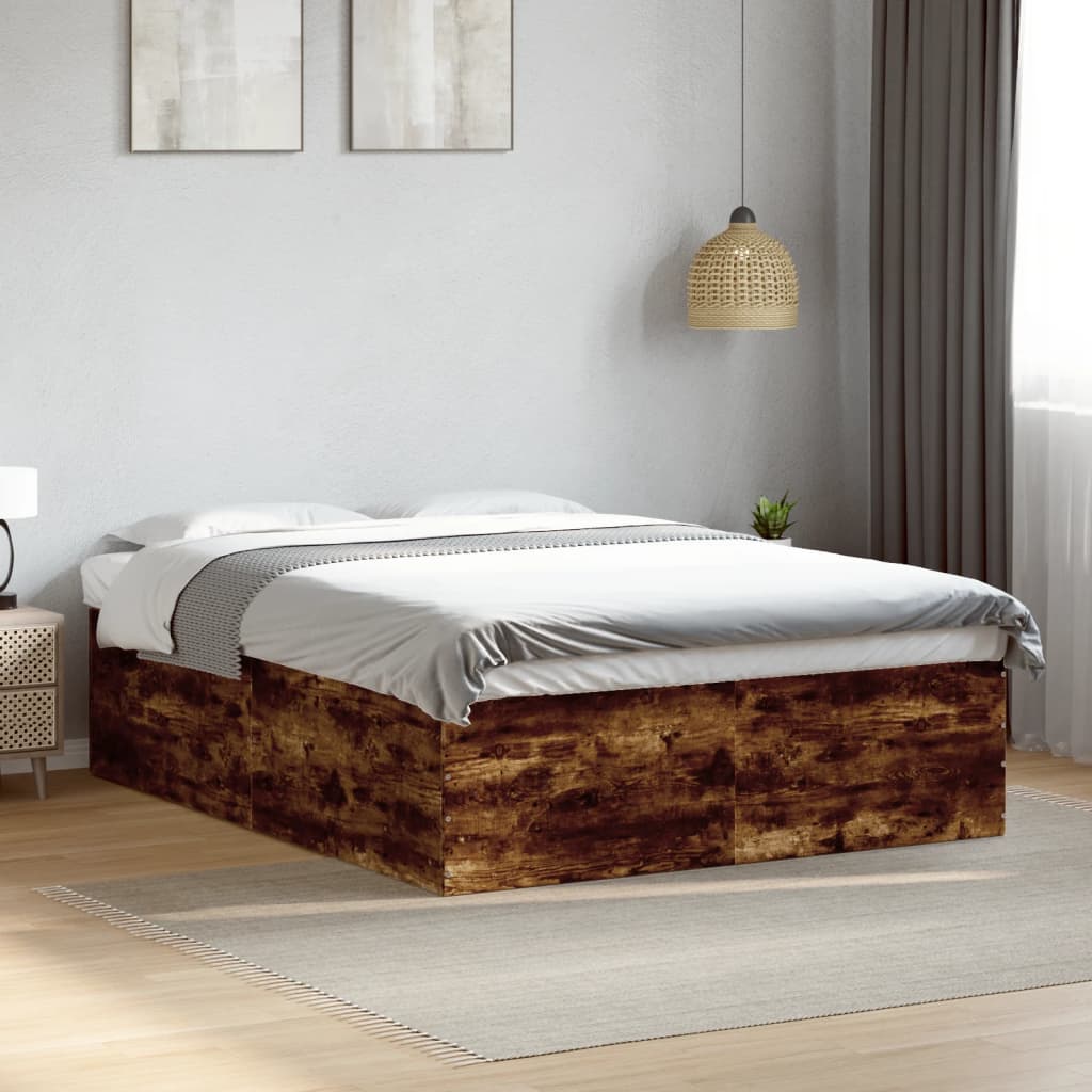 Bed Frame without Mattress Smoked Oak 160x200 cm