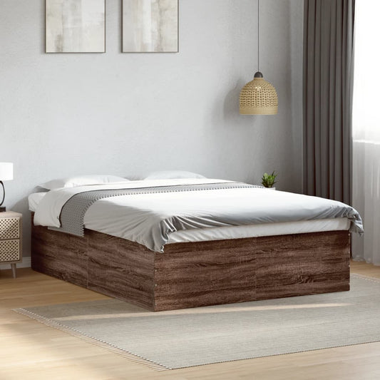 Bed Frame without Mattress Brown Oak 160x200 cm