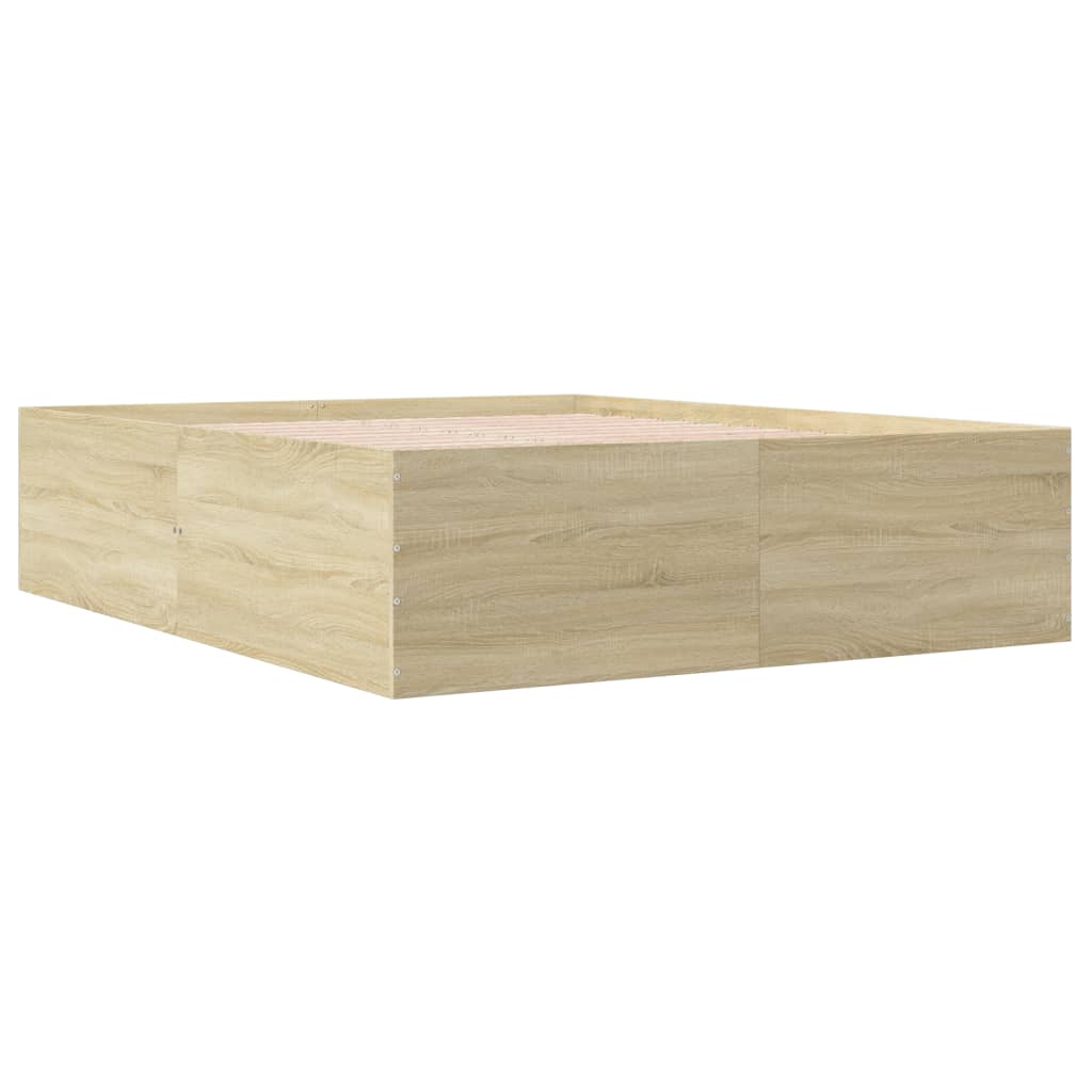 Bed Frame Sonoma Oak 150x200 cm King Size Engineered Wood