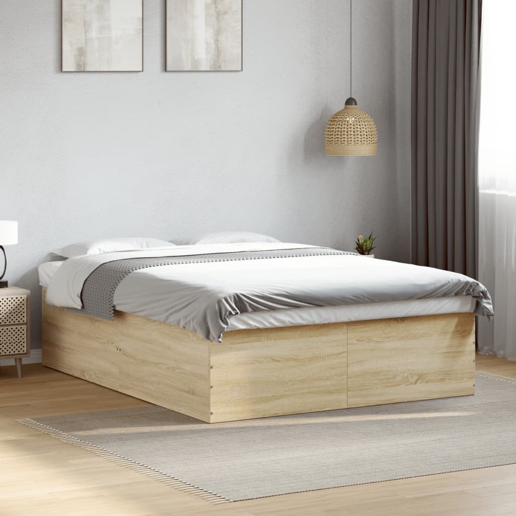 Bed Frame Sonoma Oak 150x200 cm King Size Engineered Wood