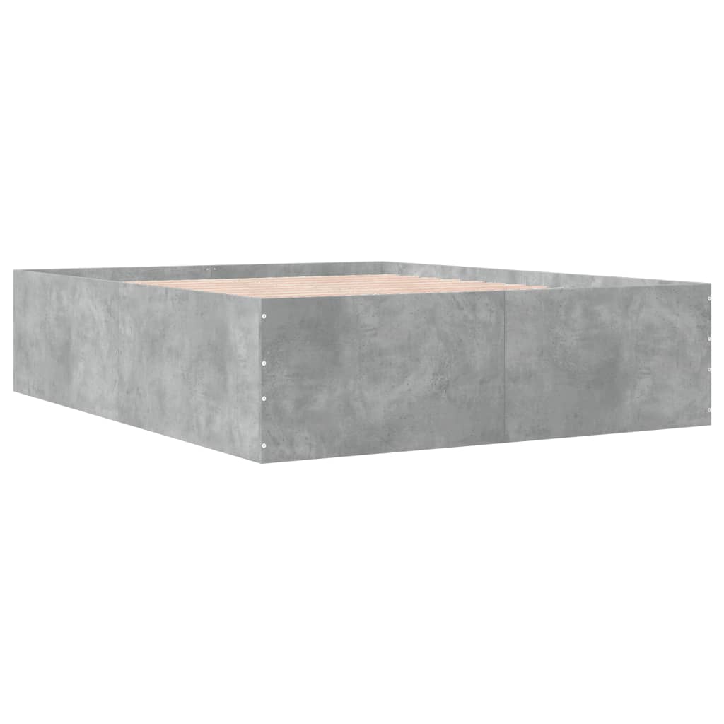 Bed Frame Concrete Grey 150x200 cm King Size Engineered Wood