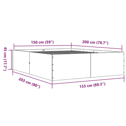 Bed Frame Concrete Grey 150x200 cm King Size Engineered Wood