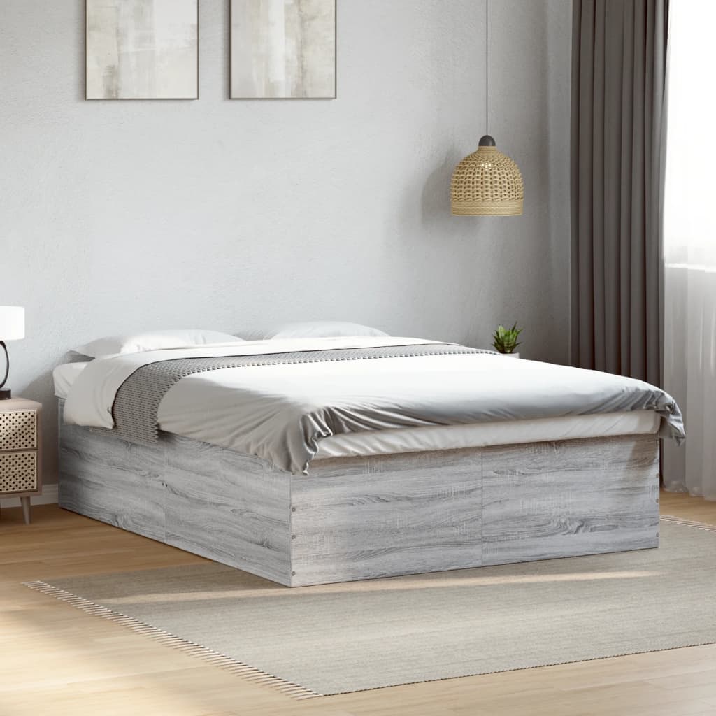 Bed Frame without Mattress Grey Sonoma 150x200 cm King Size