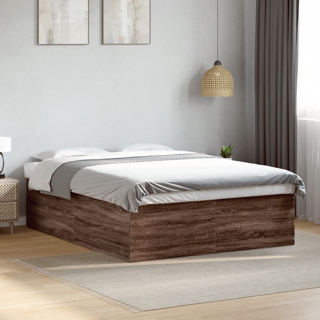 Bed Frame Brown Oak 150x200 cm King Size Engineered Wood