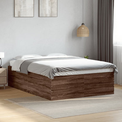 Bed Frame Brown Oak 140x200 cm Engineered Wood