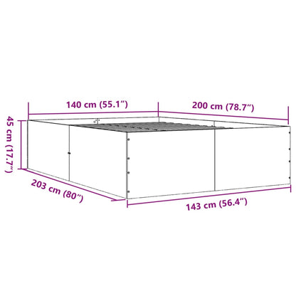 Bed Frame Brown Oak 140x200 cm Engineered Wood