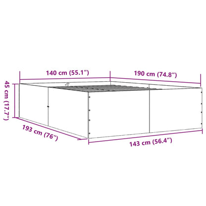 Bed Frame without Mattress Smoked Oak 140x190 cm