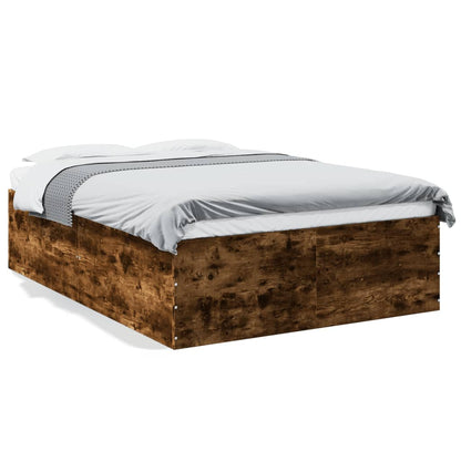 Bed Frame without Mattress Smoked Oak 140x190 cm