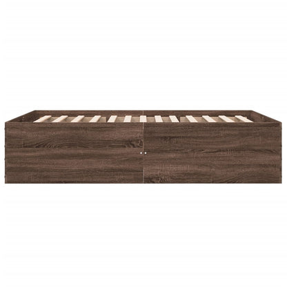 Bed Frame without Mattress Brown Oak 140x190 cm