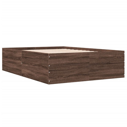 Bed Frame without Mattress Brown Oak 140x190 cm