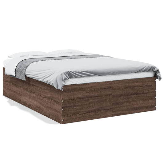 Bed Frame without Mattress Brown Oak 140x190 cm