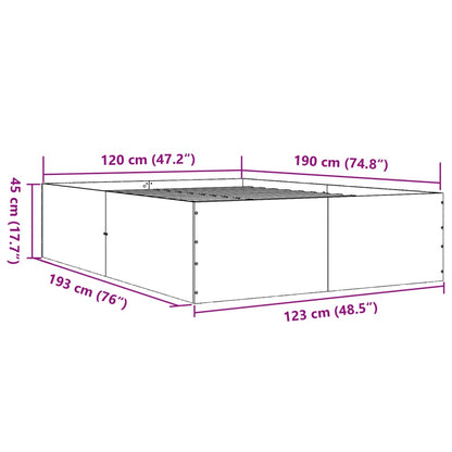 Bed Frame Smoked Oak 120x190 cm Small Double Engineered Wood