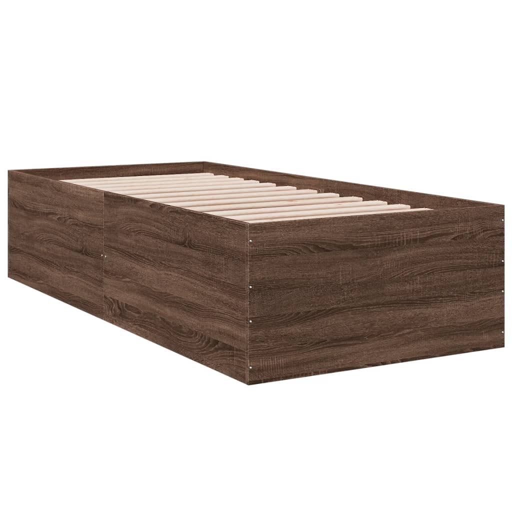 Bed Frame Brown Oak 100x200 cm Engineered Wood