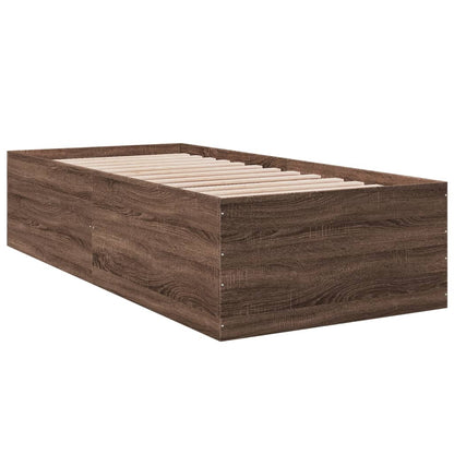 Bed Frame Brown Oak 100x200 cm Engineered Wood