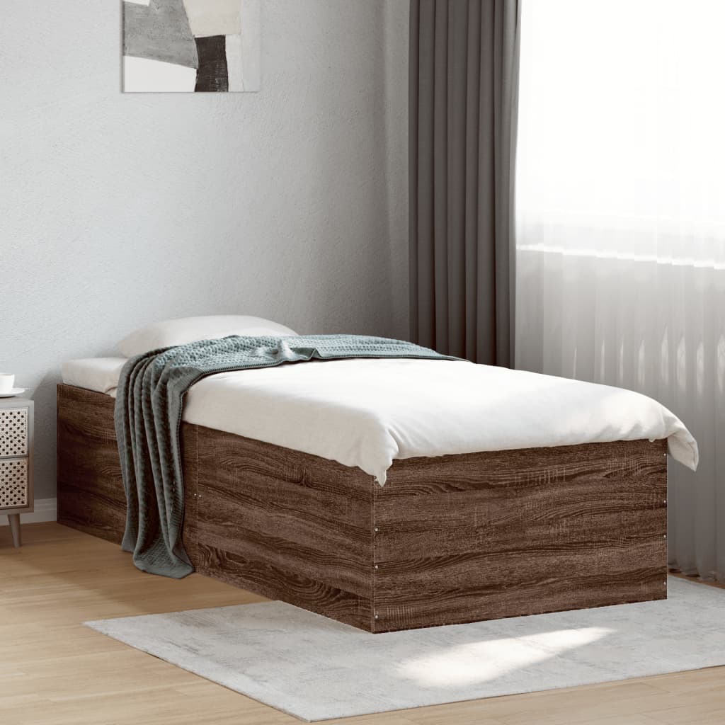 Bed Frame without Mattress Brown Oak 90x200 cm