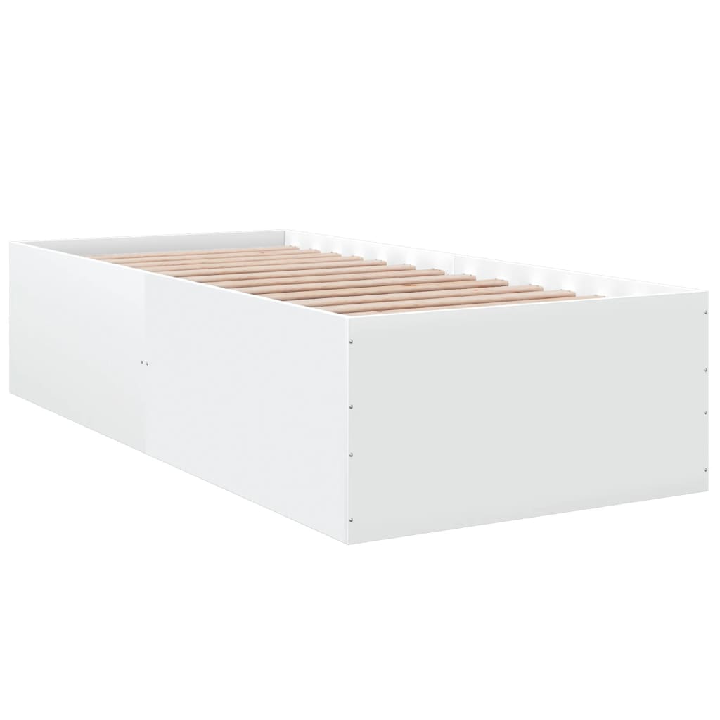 Bed Frame White 90x190 cm Single Engineered Wood