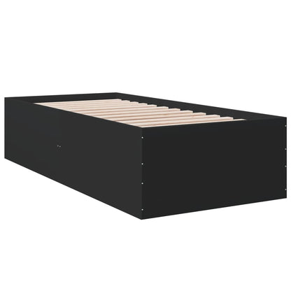 Bed Frame Black 90x190 cm Single Engineered Wood